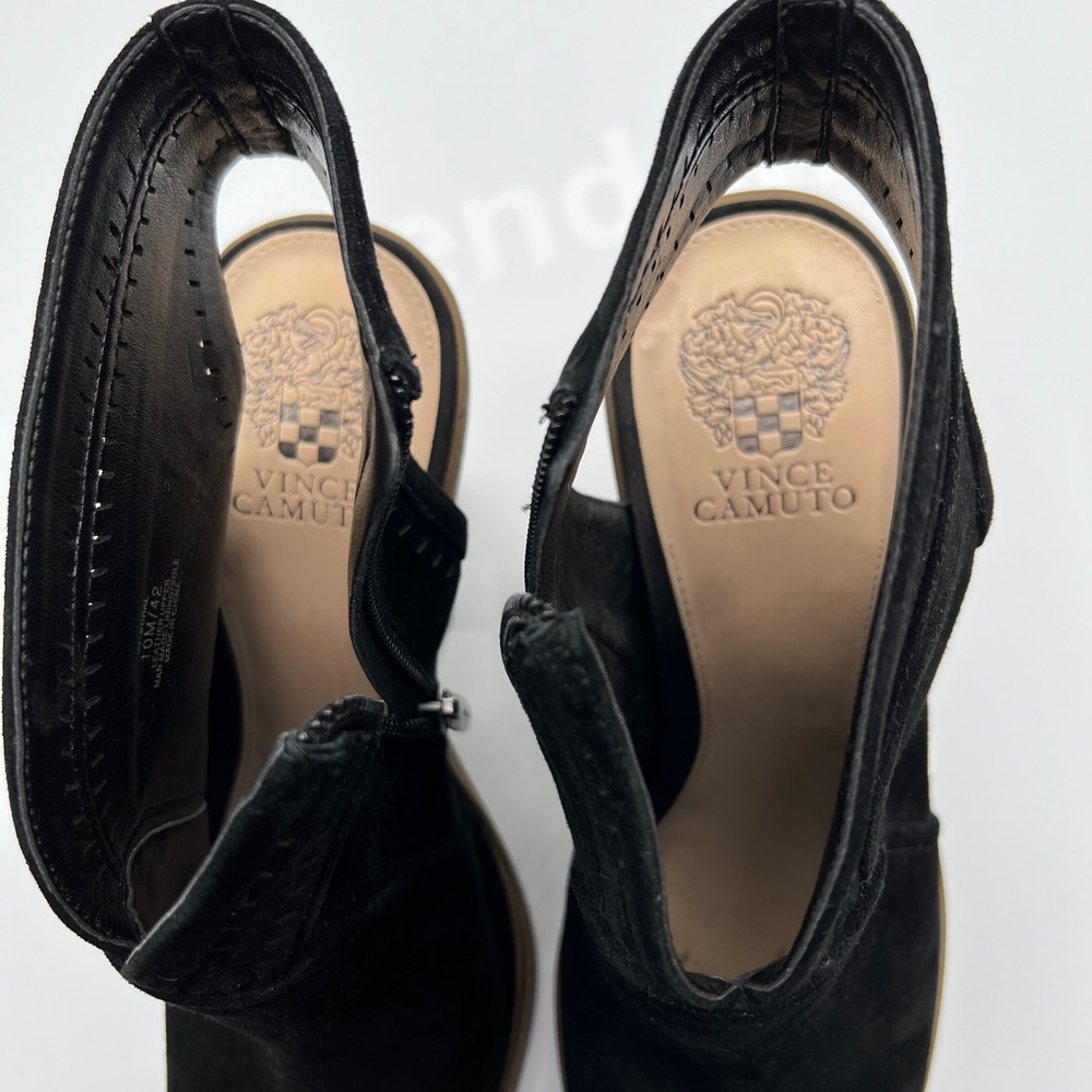 VINCE CAMUTO KORAL BOOTIES WITH A PEEP OPEN TOE And Zipper In BLACK - SIZE 10 - Picture 13 of 13